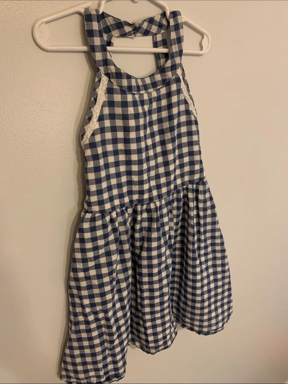 Sonoma Blue and White Gingham Halter Kids Dress